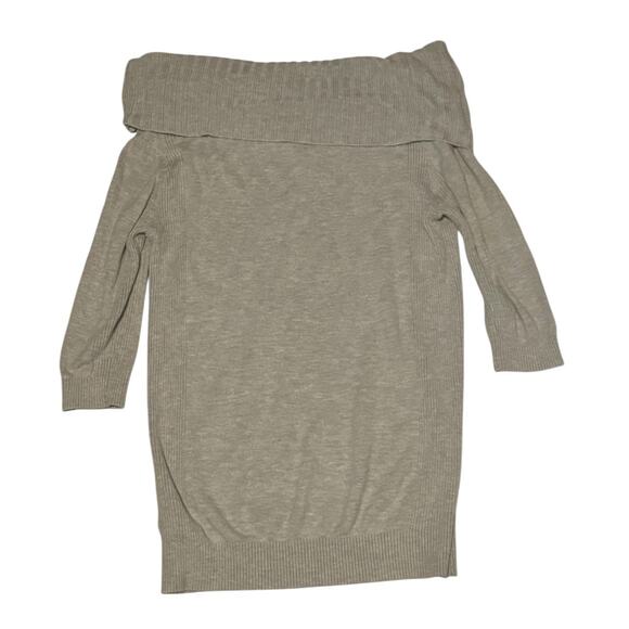 Express Off Shoulder Knit Sweater Womens Small Y2K Gray Grey Lightweight Ribbed - Picture 4 of 9